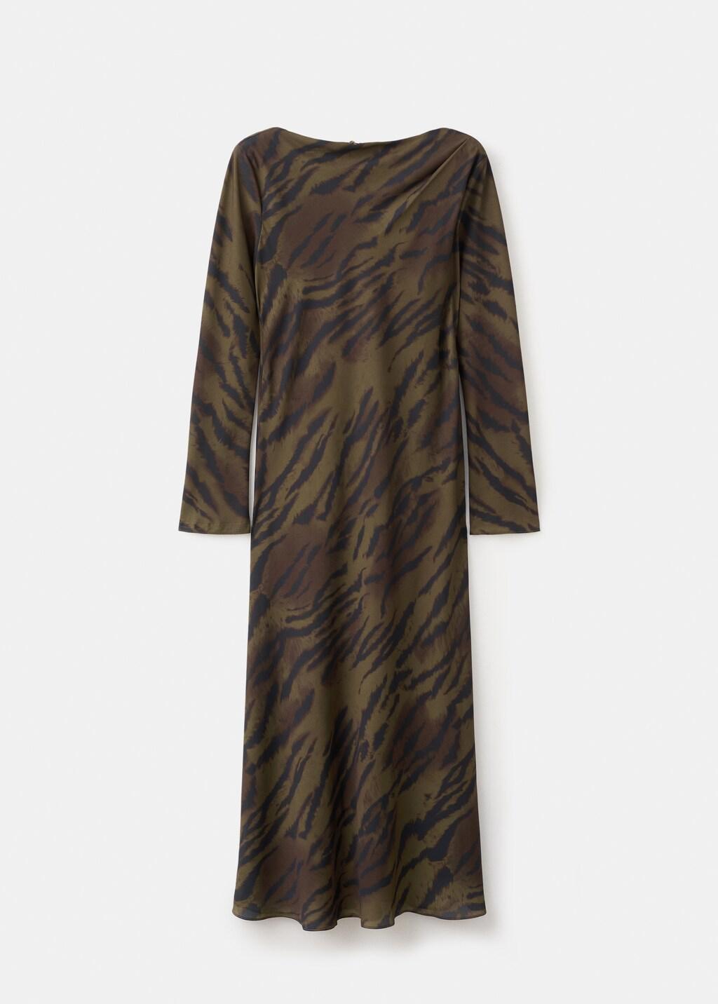 BROWN Satin animal-print dress, Brown, large image number 7