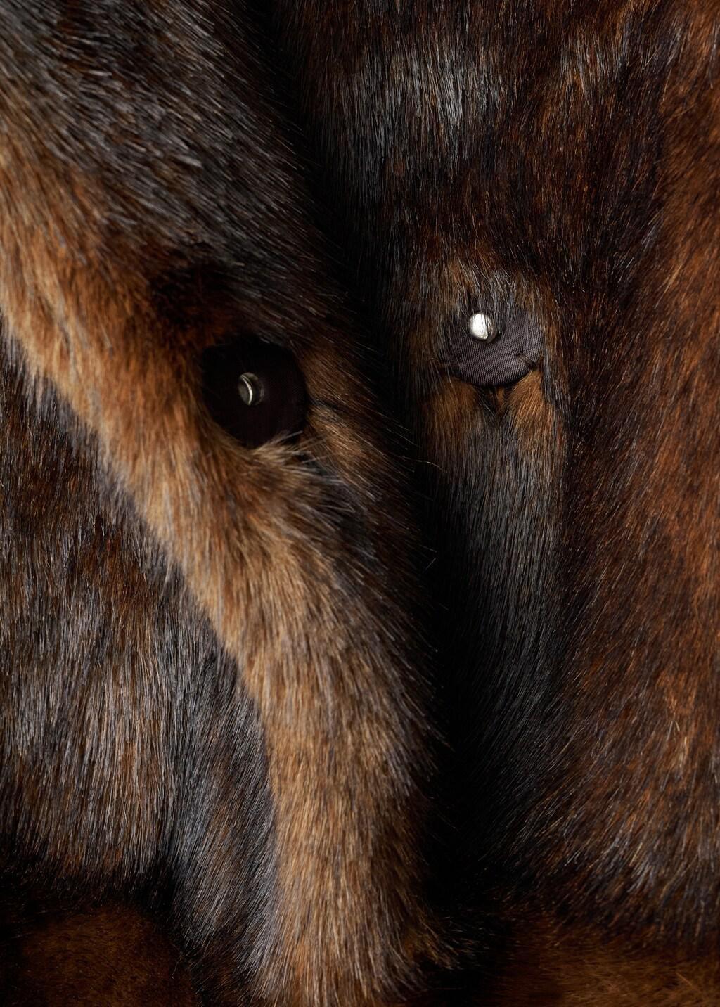 BROWN Fur-effect coat with shirt collar, Brown, medium