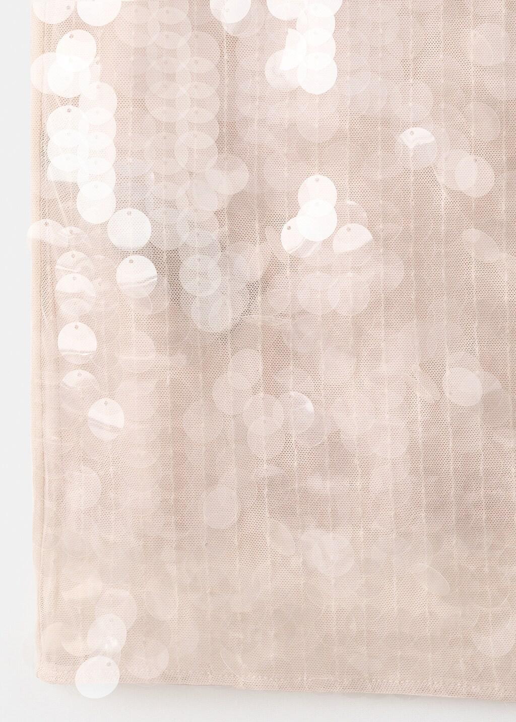 Beige Sequin Midi Skirt, Light Beige, large image number 4