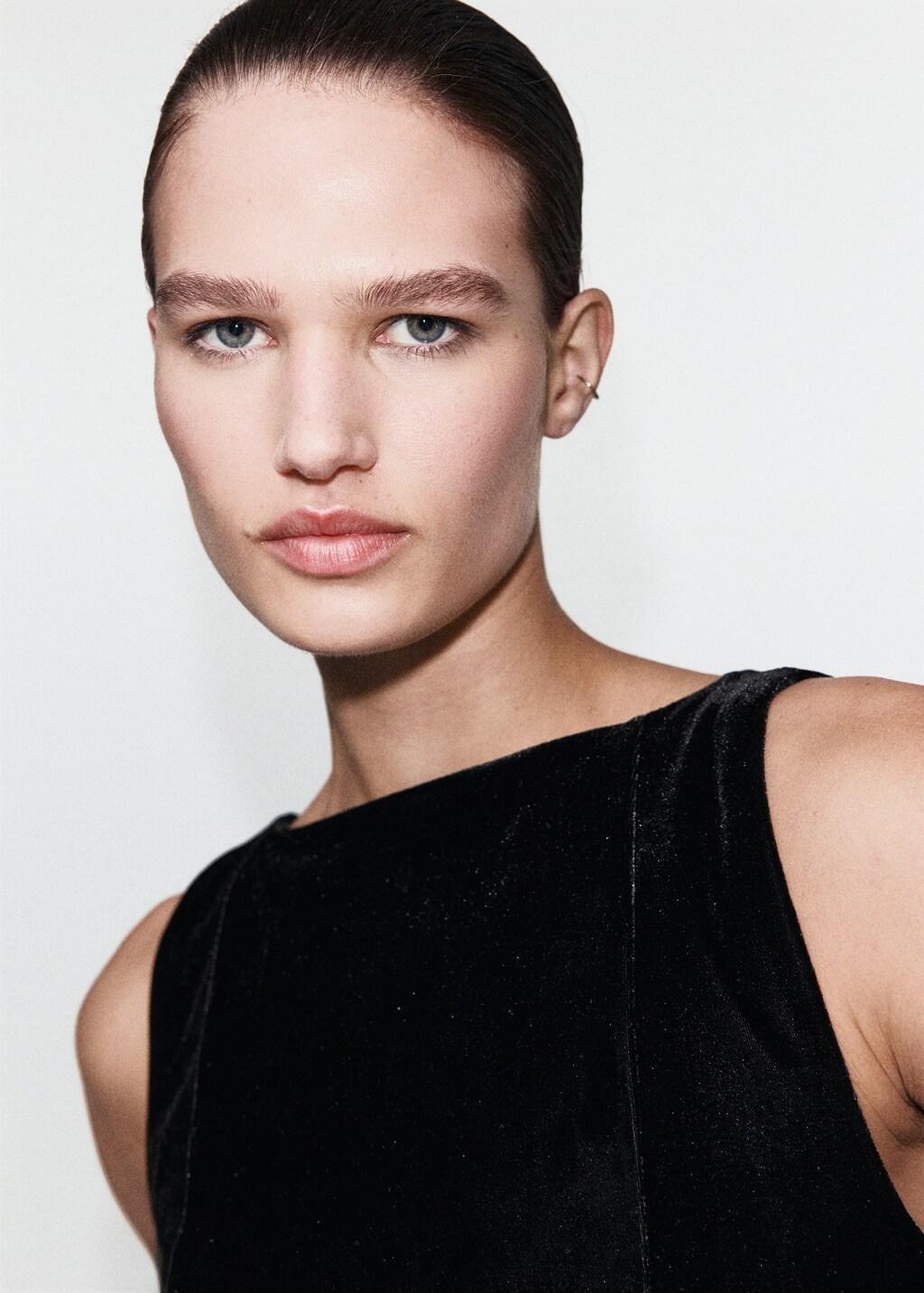 Black Velvet Fitted Dress, 0201_99, large image number 4