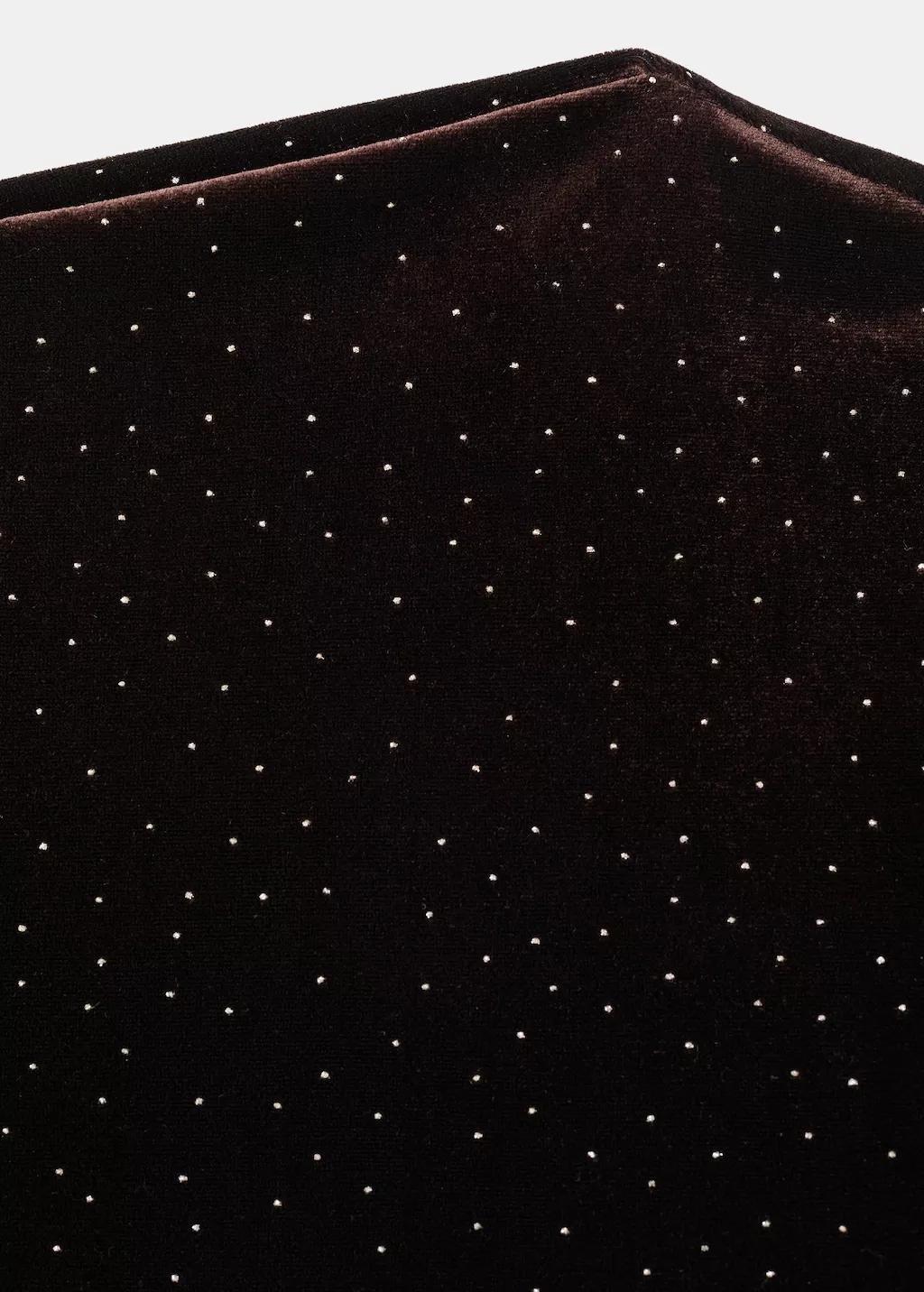 Brown Asymmetrical Velvet Top With Sparkles, Brown, large image number 1