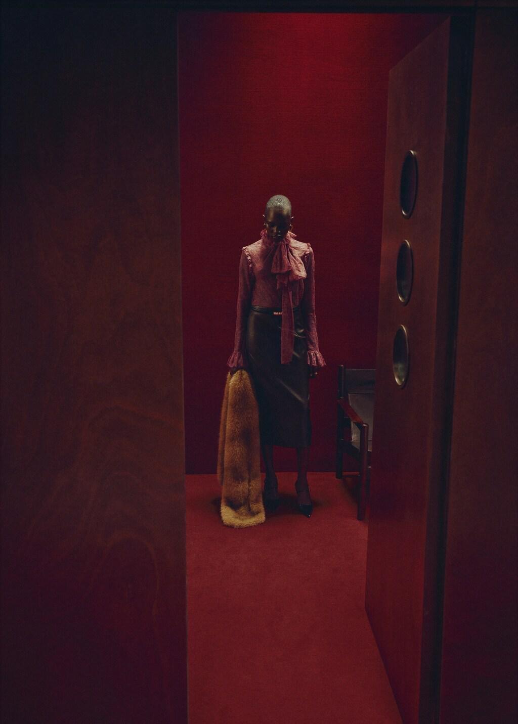 Pink Lace Blouse With Ruff Collar, Pink, medium