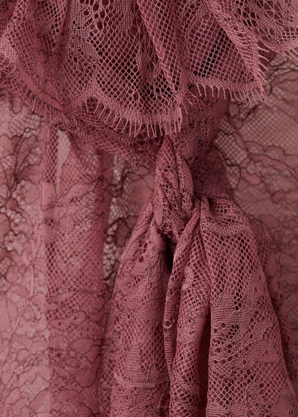 Pink Lace Blouse With Ruff Collar, Pink, medium