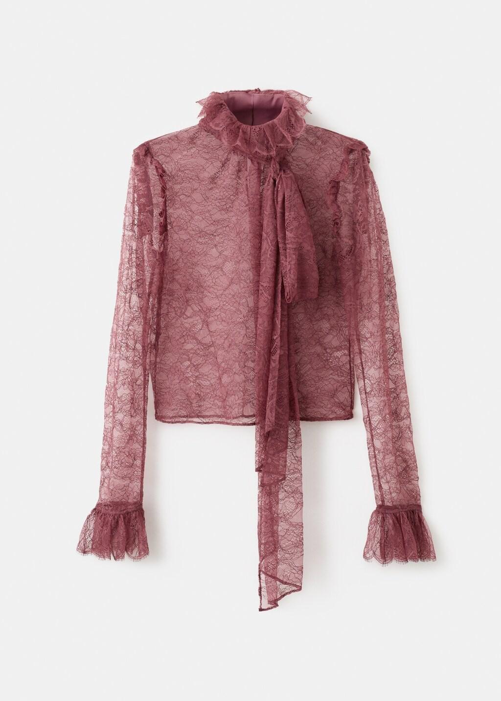 Pink Lace Blouse With Ruff Collar, Pink, large image number 5