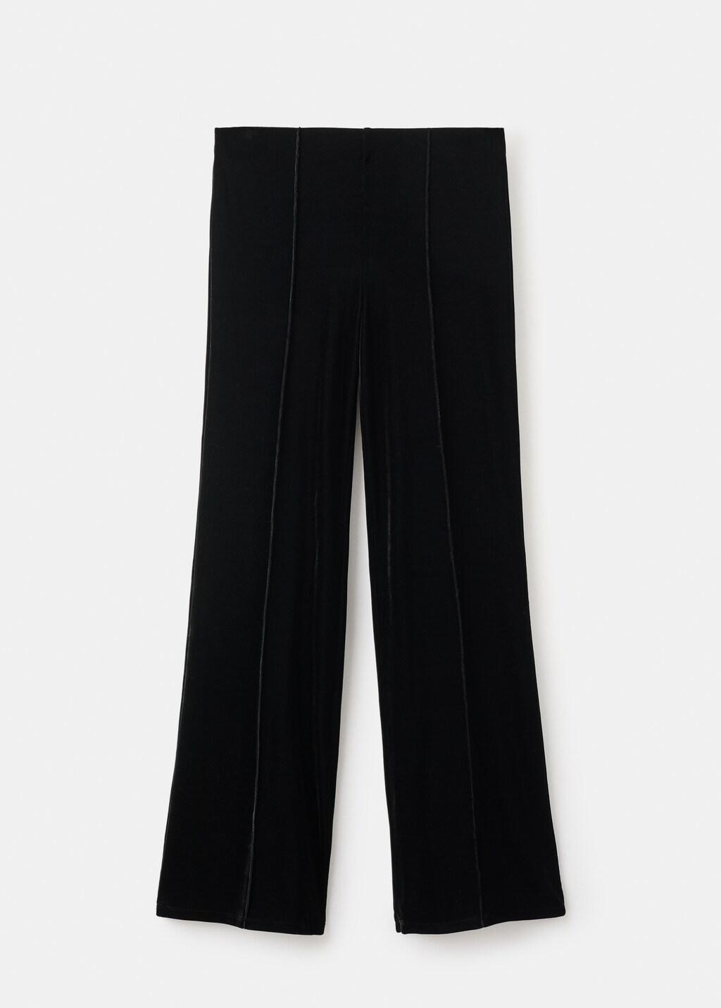 Black Velvet Trousers With Seam Detail, 0201_99, large image number 6