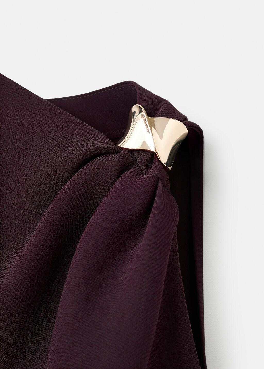 Brown Asymmetrical Blouse With Metallic Detail, Brown, large image number 1