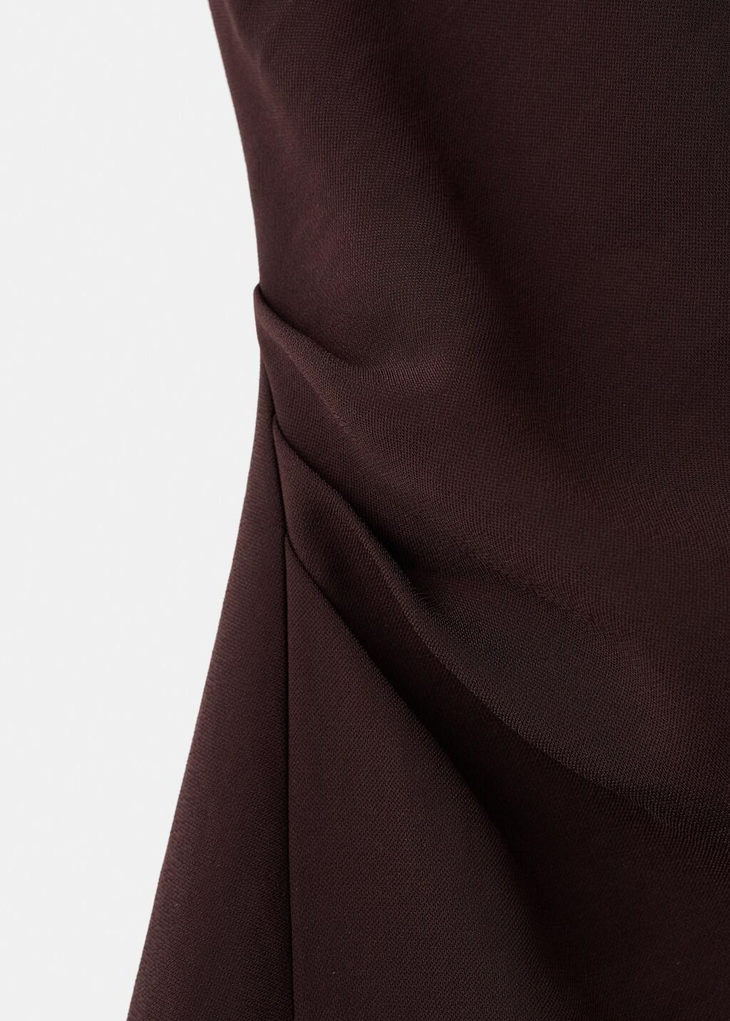 Brown Dress With Asymmetrical Neck And Metallic Detail, Brown, large image number 5