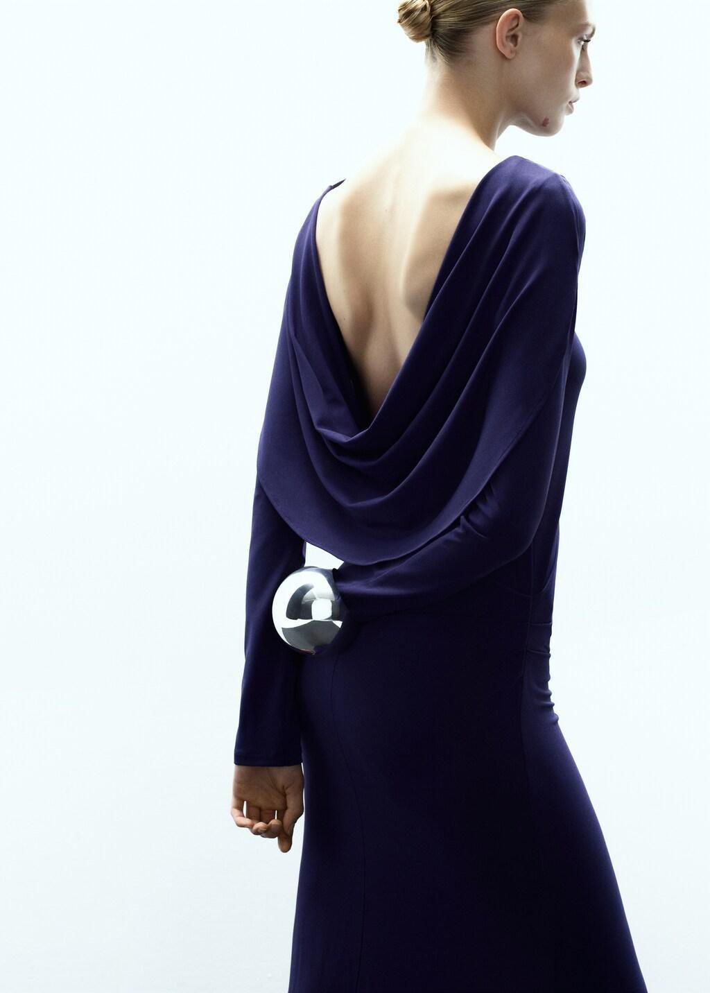 Blue Asymmetric Draped Gown, Medium Blue, large image number 3