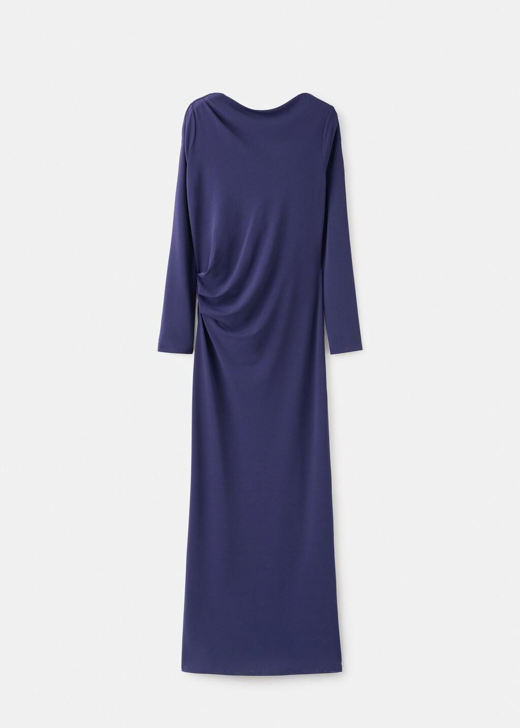 Blue Asymmetric Draped Gown, Medium Blue, large image number 6