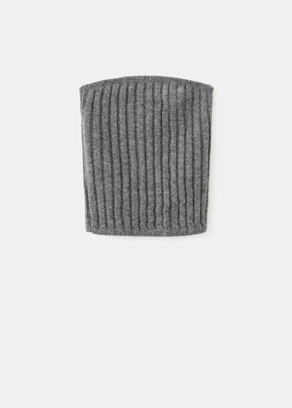 Grey Lurex Knitted Strapless Top, Grey, large image number 6