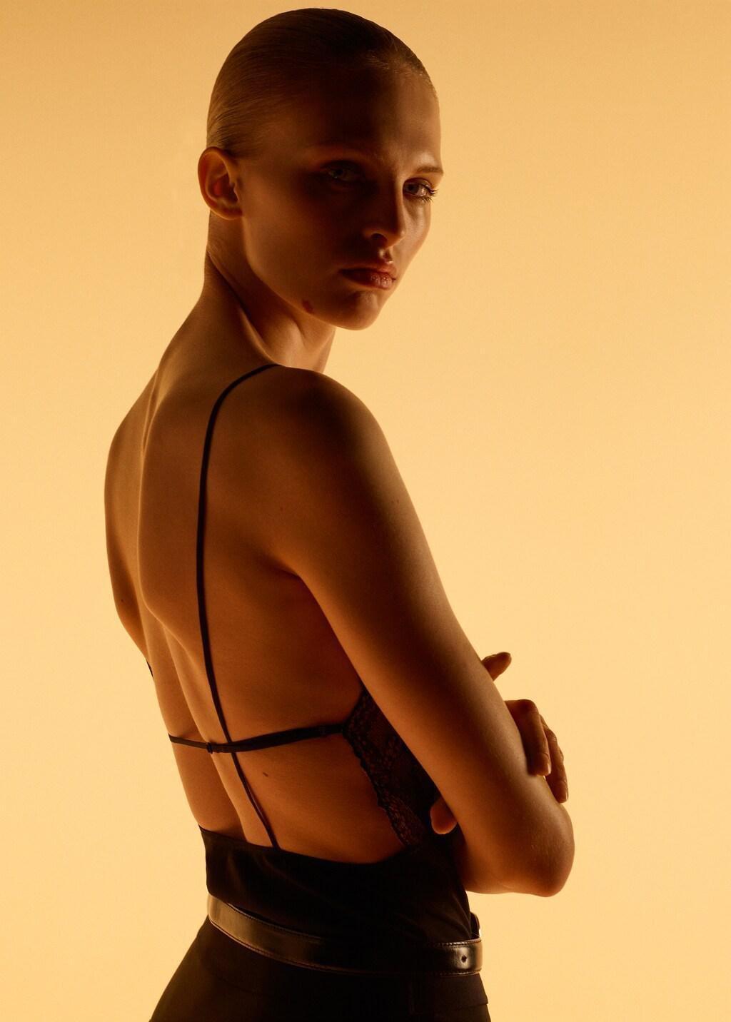 Black Combined Lace Bodysuit, 0201_99, large image number 2