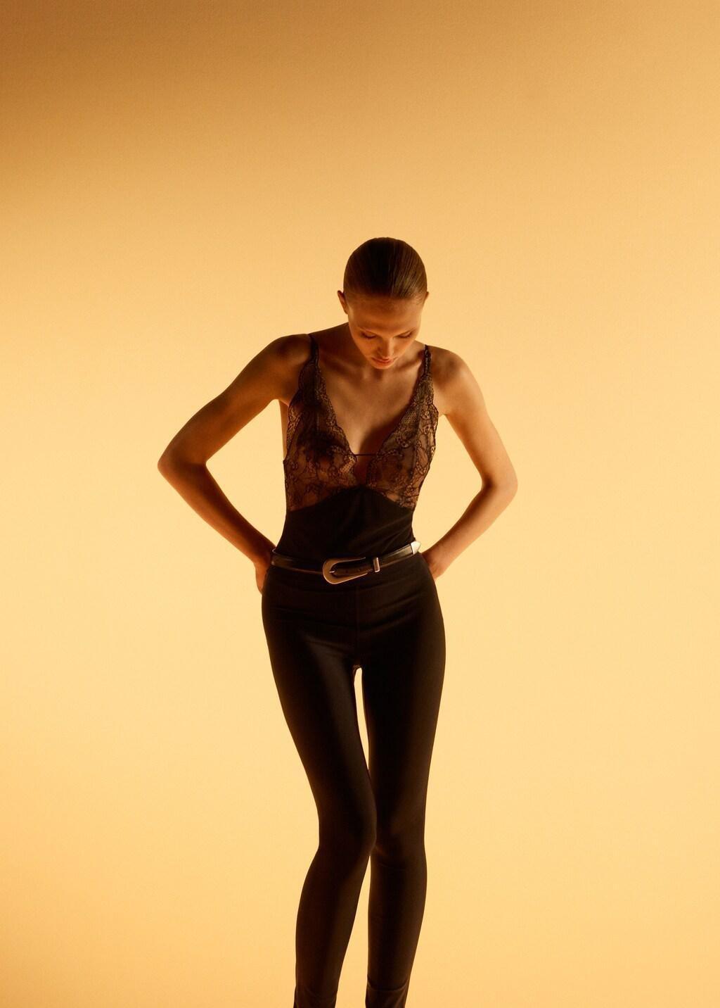 Black Combined Lace Bodysuit, 0201_99, large image number 3