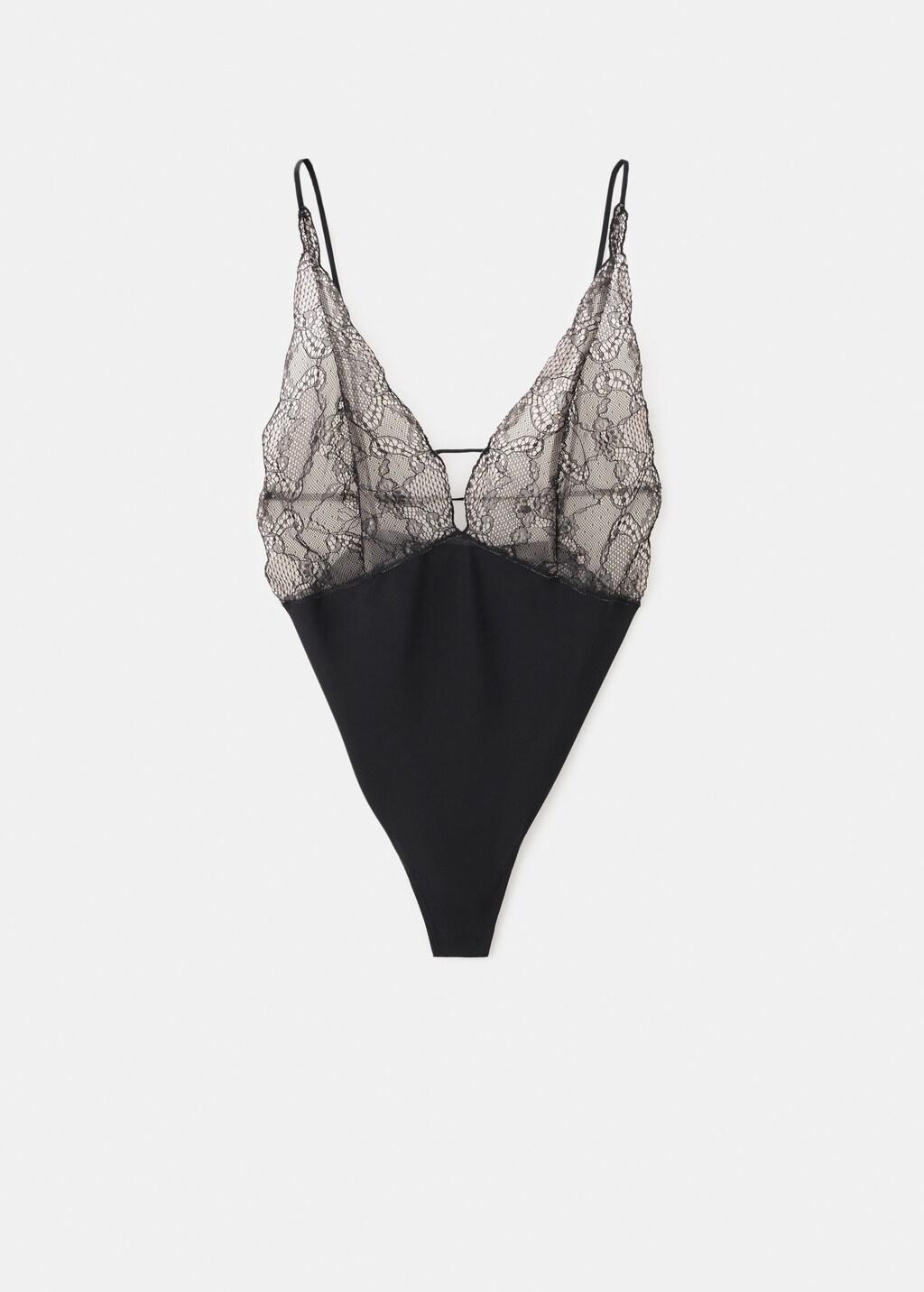 Black Combined Lace Bodysuit, 0201_99, large image number 5