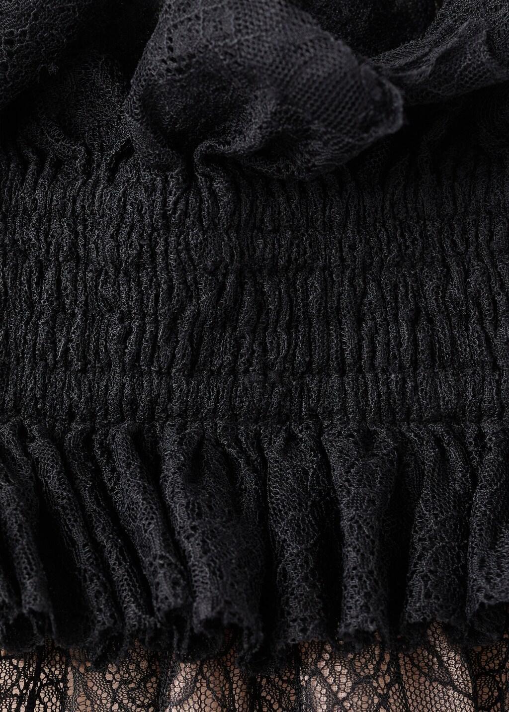 Black Lace Top With Ruff Collar, 0201_99, large image number 1