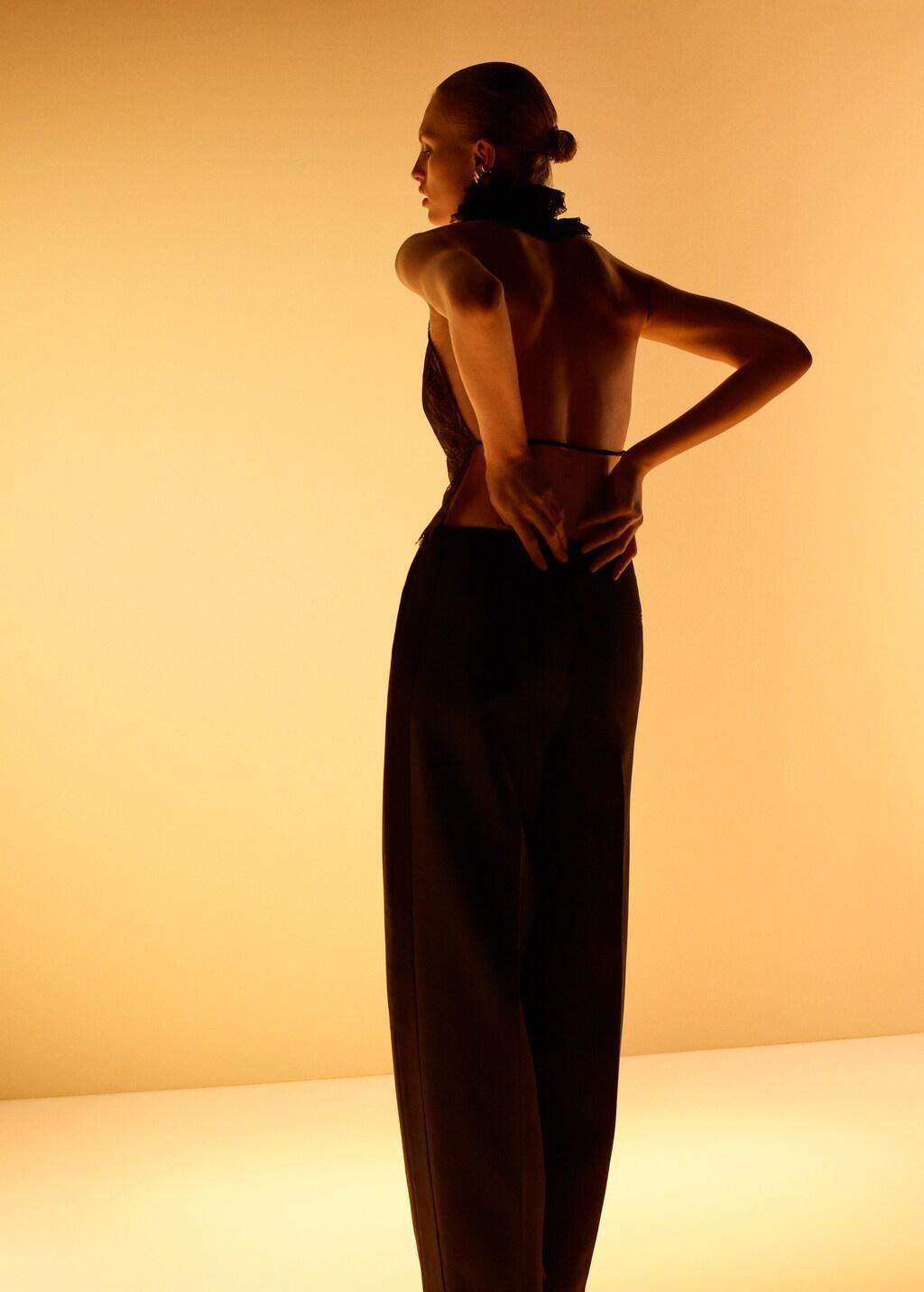 Black Lace Top With Ruff Collar, 0201_99, large image number 2