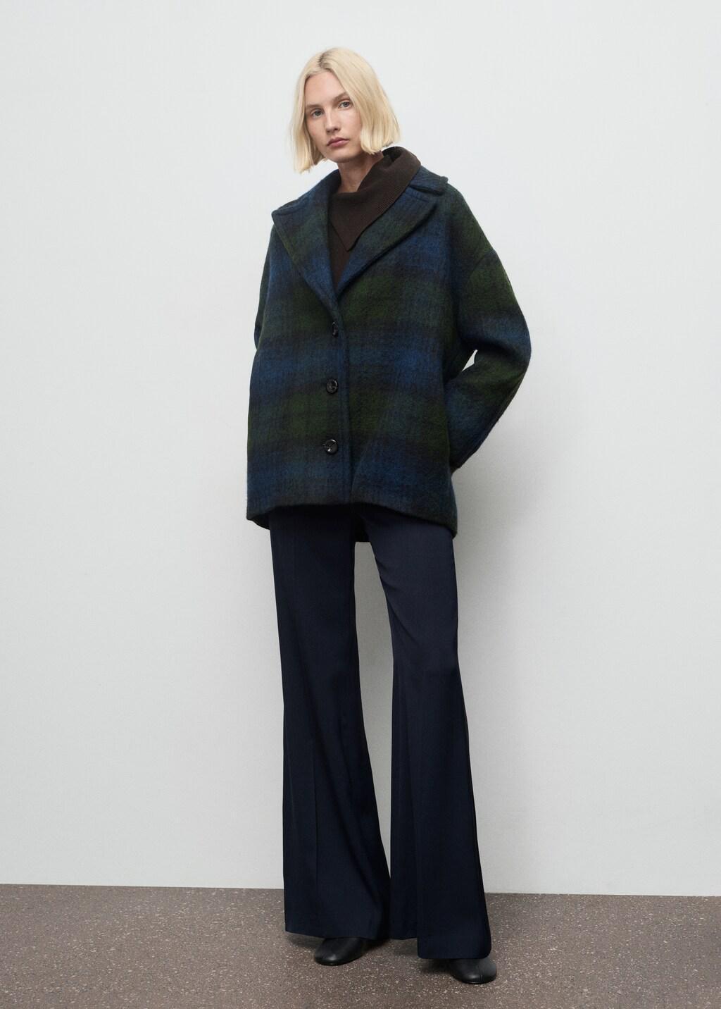 Navy Oversized Check Coat, 0201_56, large image number 0