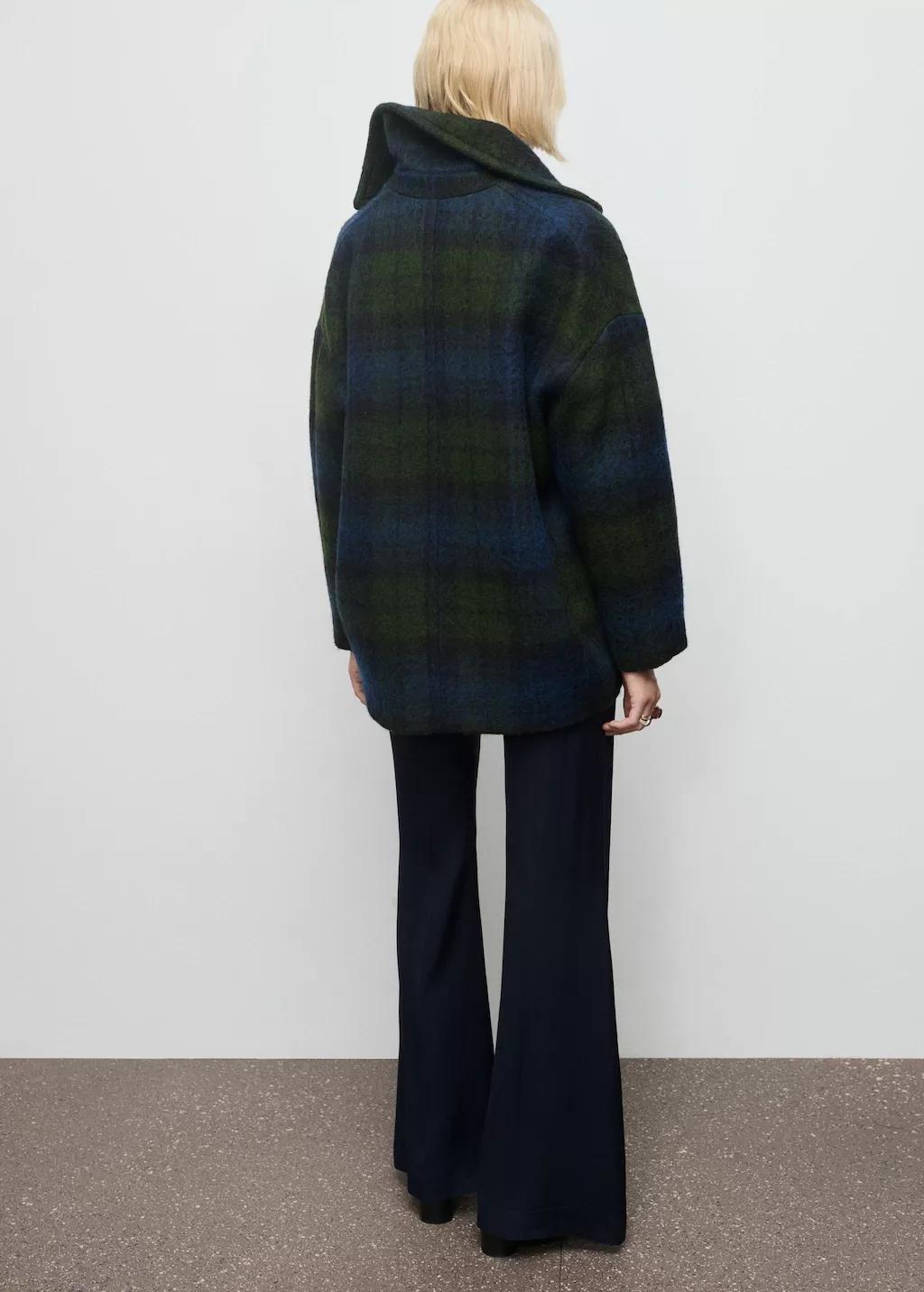 Navy Oversized Check Coat, 0201_56, large image number 2