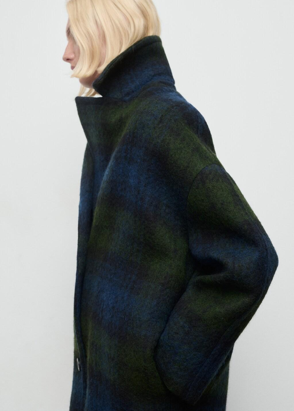 Navy Oversized Check Coat, 0201_56, large image number 3
