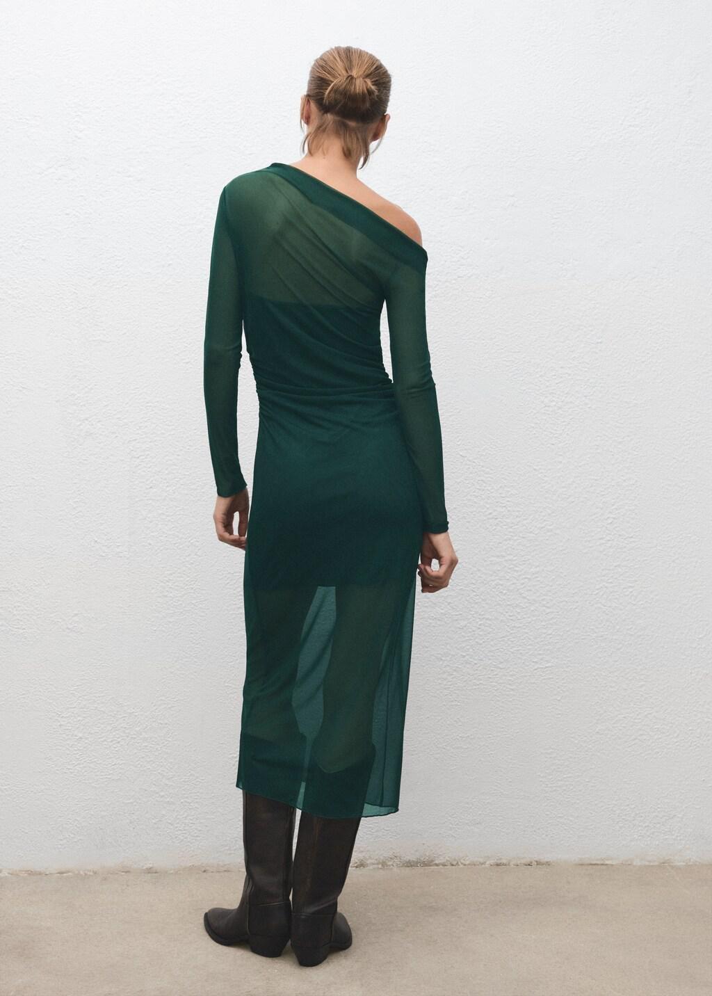 Green Semi-Transparent Asymmetric Dress, 0201_43, medium