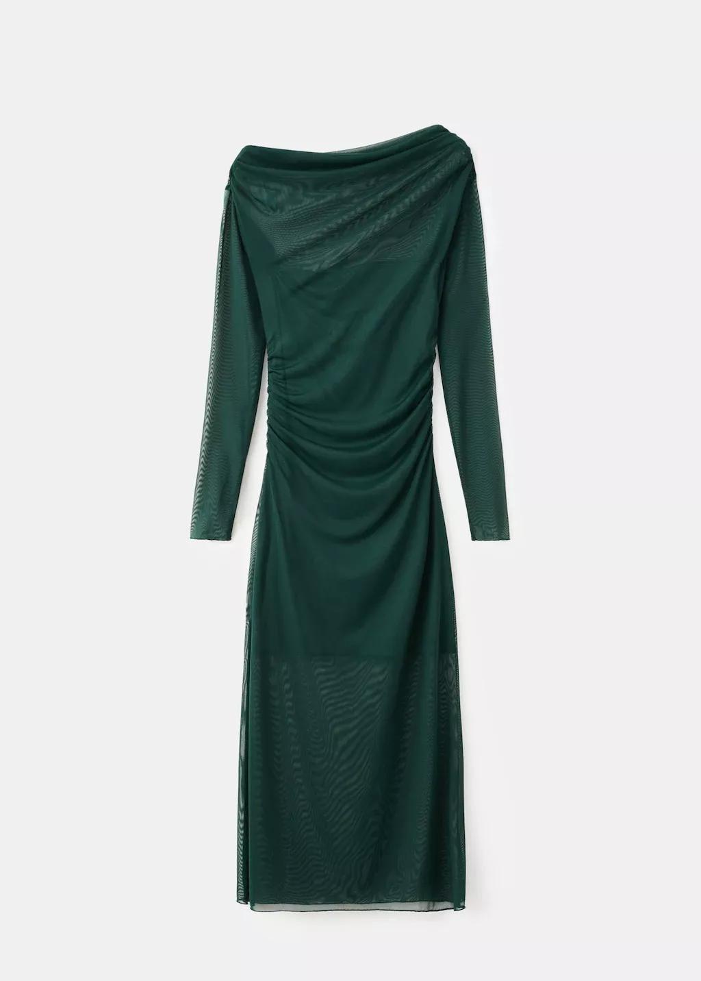 Green Semi-Transparent Asymmetric Dress, Green, large image number 7