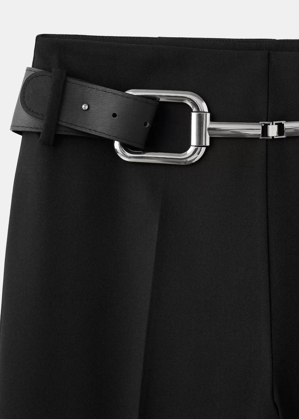 Black Flared Trousers With Belt, Black, large image number 1
