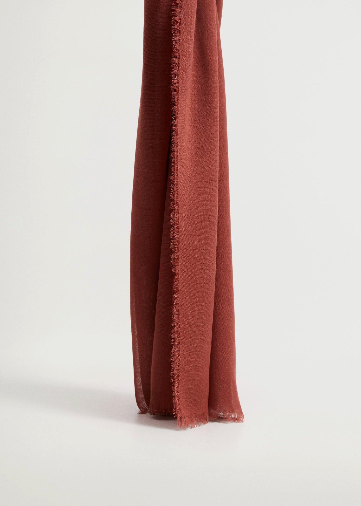 Dark Red Frayed Edge Scarf, Women, , large image number 2