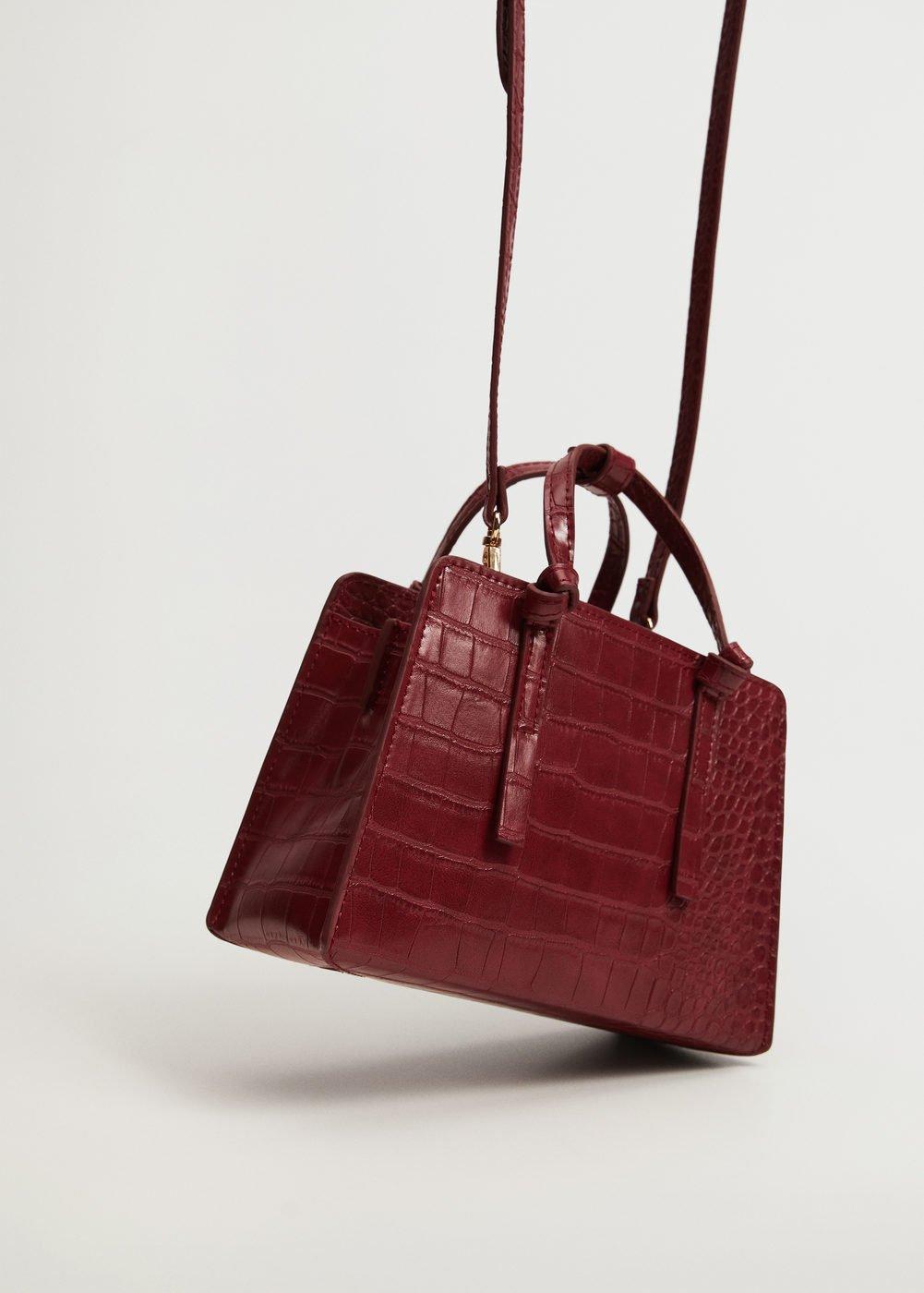 Dark Red Croc-Effect Mini Bag, Women, , large image number 1