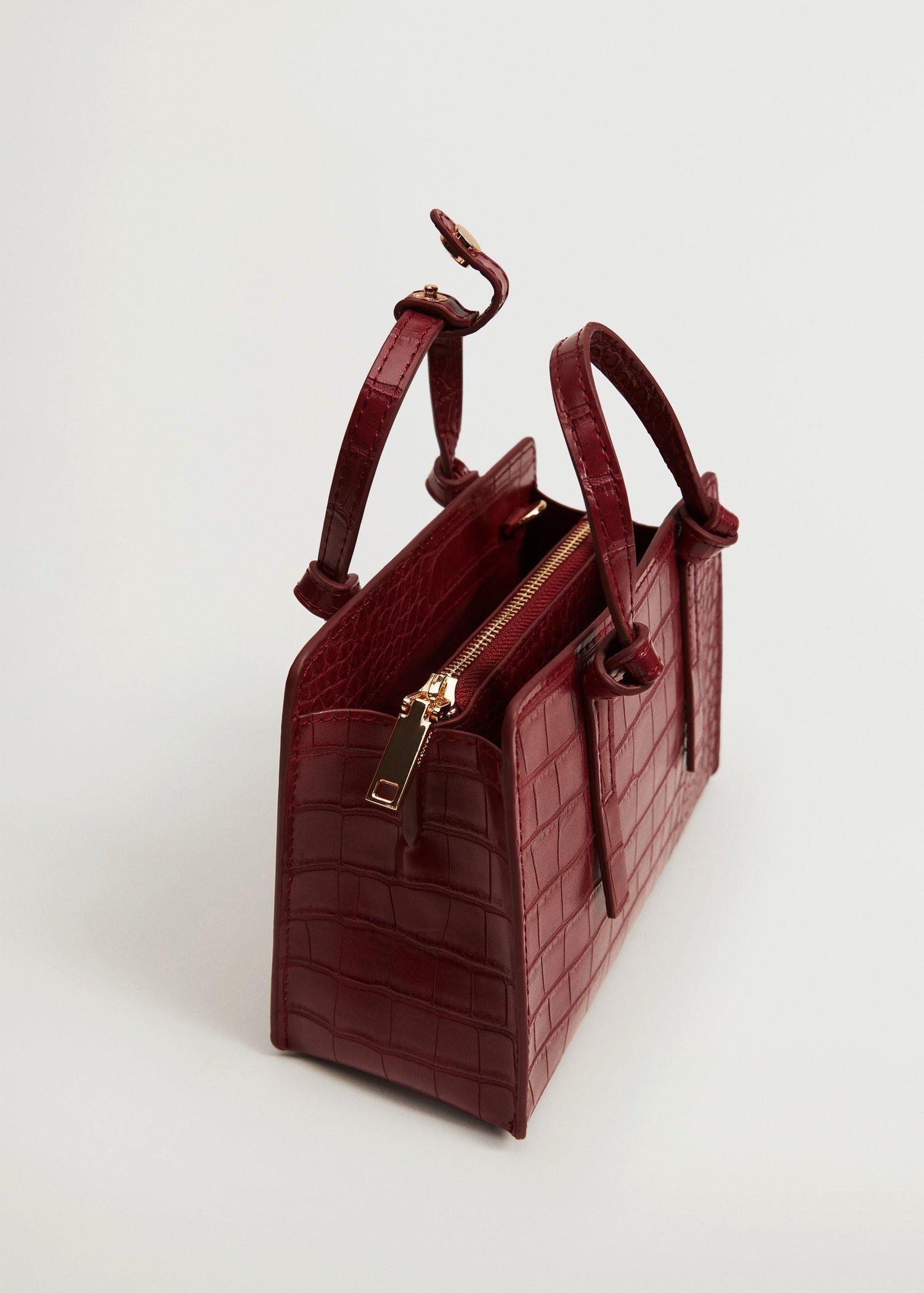 Dark Red Croc-Effect Mini Bag, Women, , large image number 2