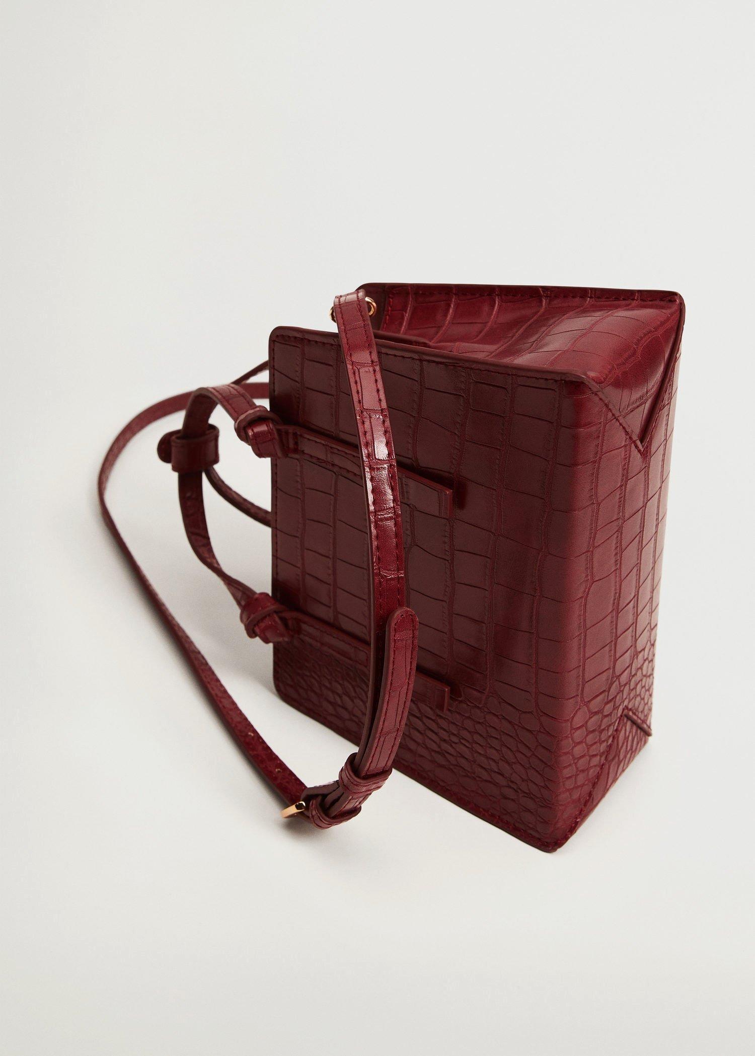 Dark Red Croc-Effect Mini Bag, Women, , large image number 3