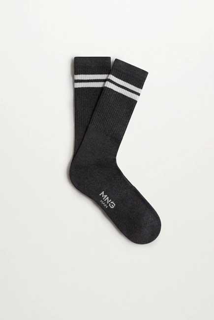 Charcoal Cotton Sport Socks, Men, , large image number 0