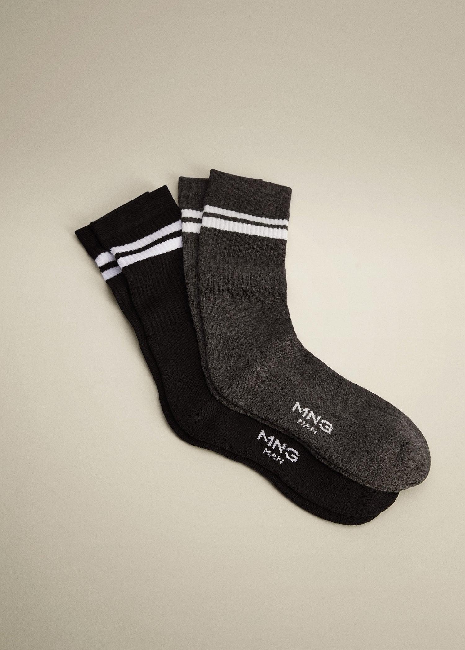Charcoal Cotton Sport Socks, Men, , large image number 1