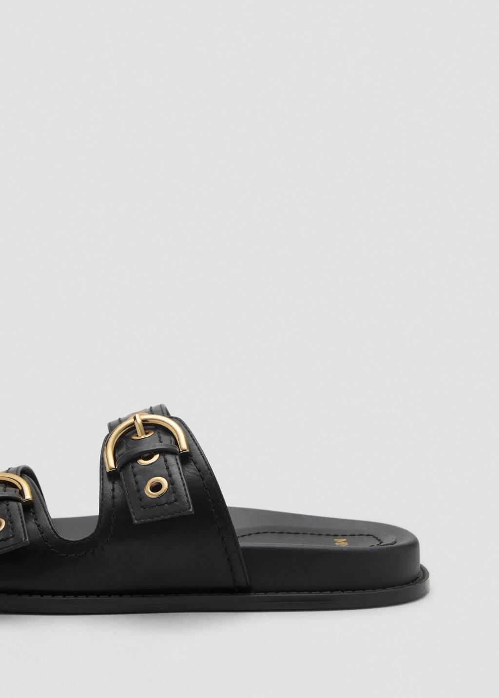 Black Strap Sandals With Buckle, , large image number 1
