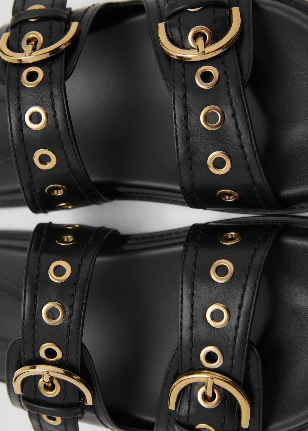 Black Strap Sandals With Buckle, , large image number 2