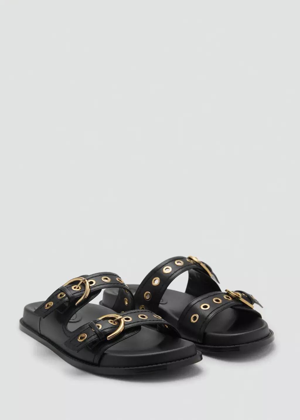 Black Strap Sandals With Buckle, 0201_99, medium