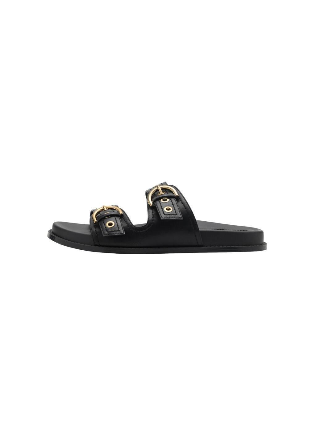 Black Strap Sandals With Buckle, , large image number 3