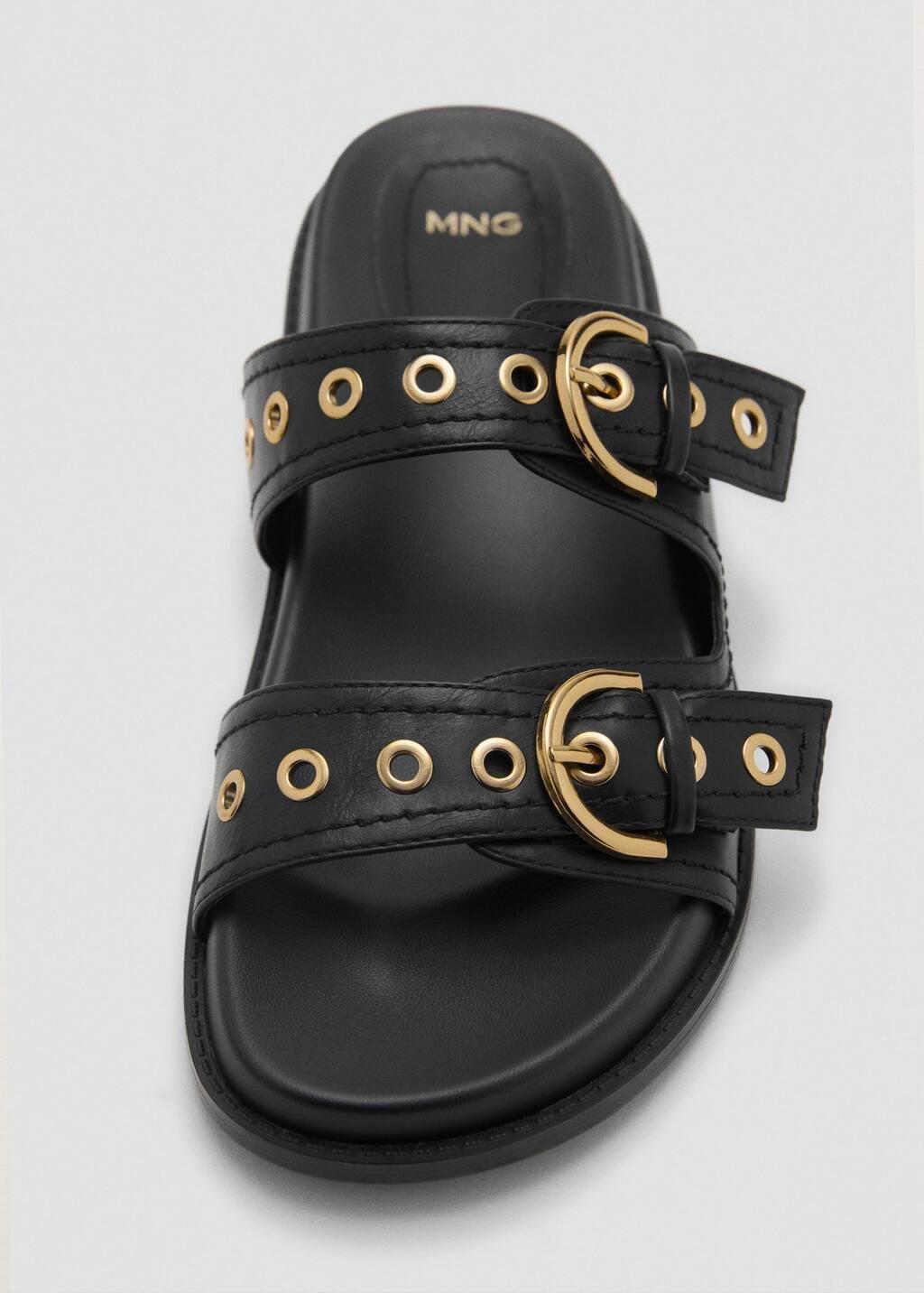 Black Strap Sandals With Buckle, , large image number 4