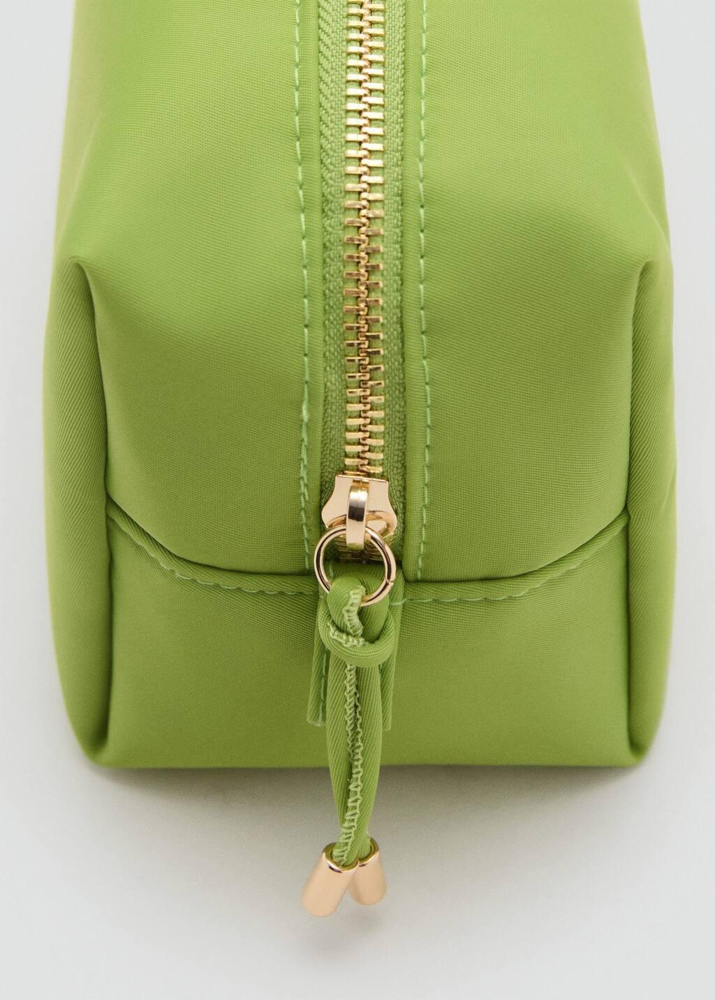 Green Zipped Nylon Cosmetics Bag, Bright Yellow, large image number 1