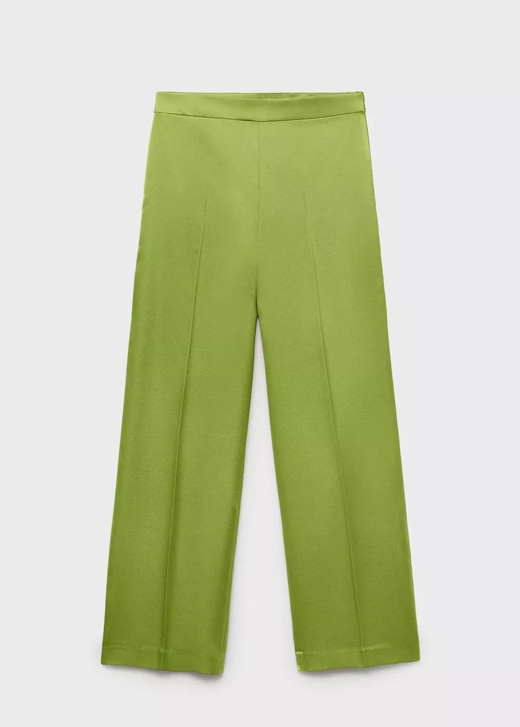 GREEN Satin straight-fit trousers, , large image number 0