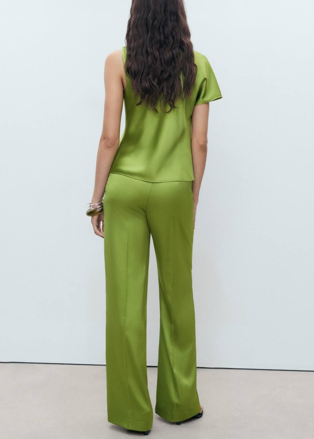 GREEN Satin straight-fit trousers, , large image number 4