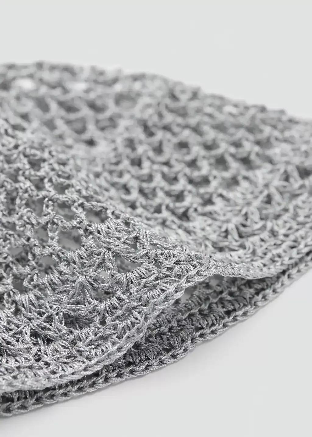 Grey Crochet Hat, Grey, large image number 0