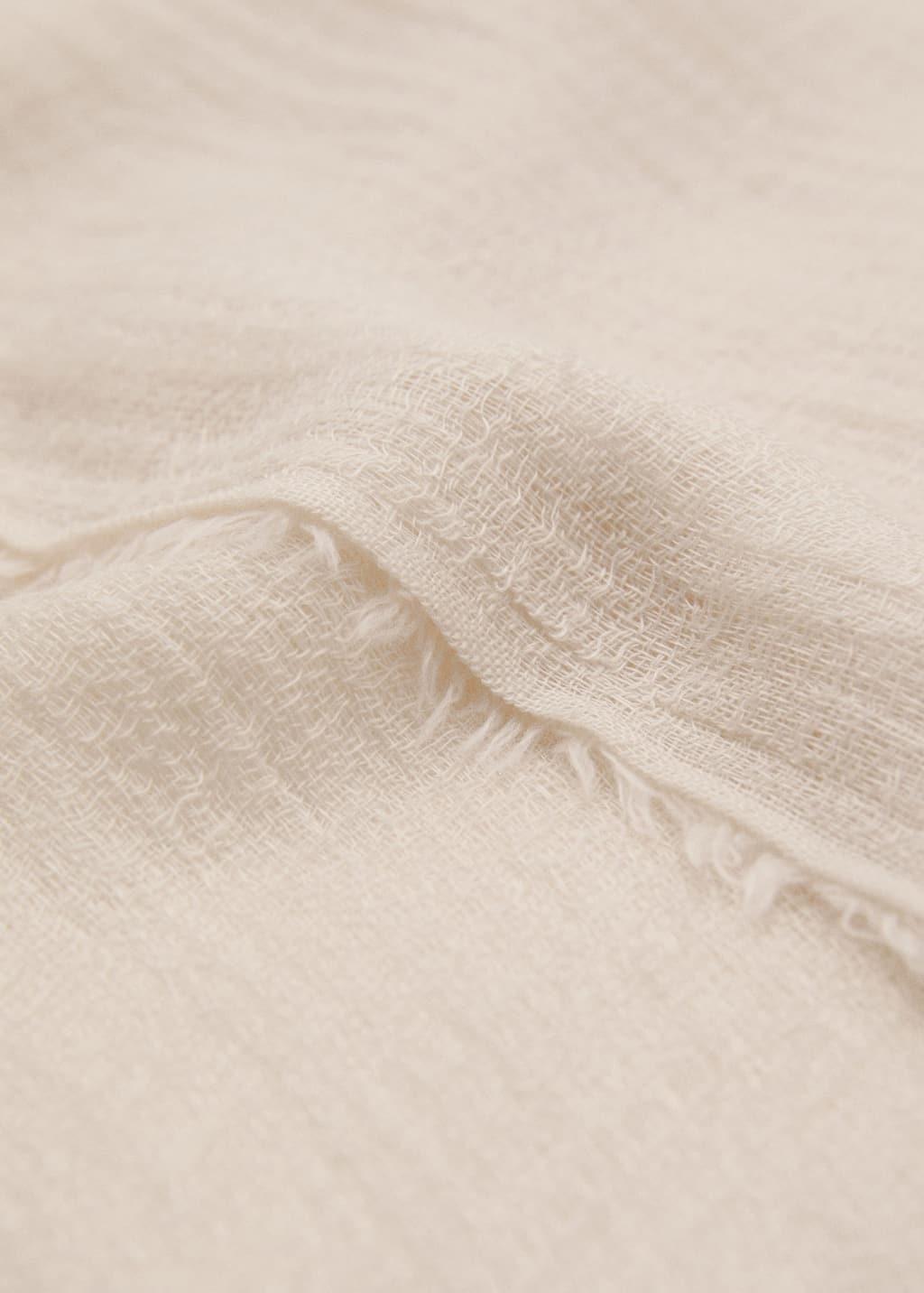 Beige Frayed Edge Scarf, Light Beige, large image number 0