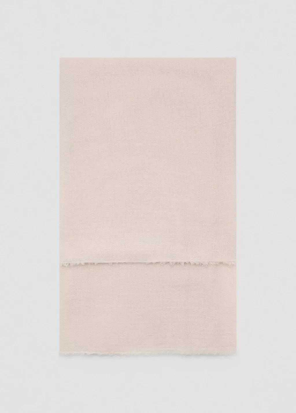 Beige Frayed Edge Scarf, Light Beige, large image number 2
