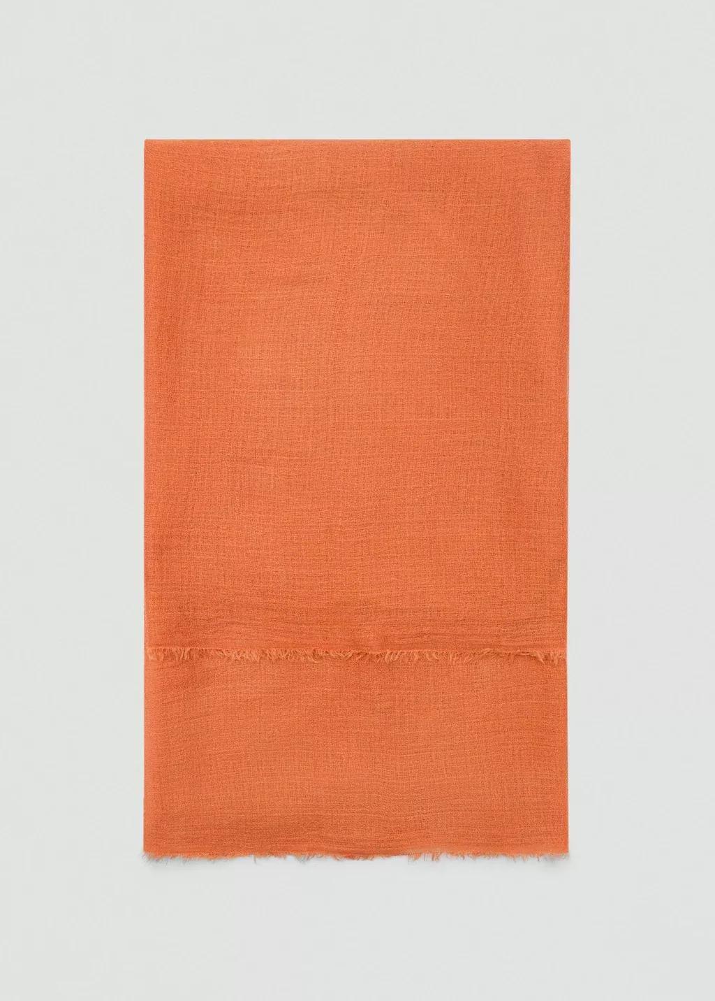 Orange Frayed Edge Scarf, Medium Orange, large image number 1