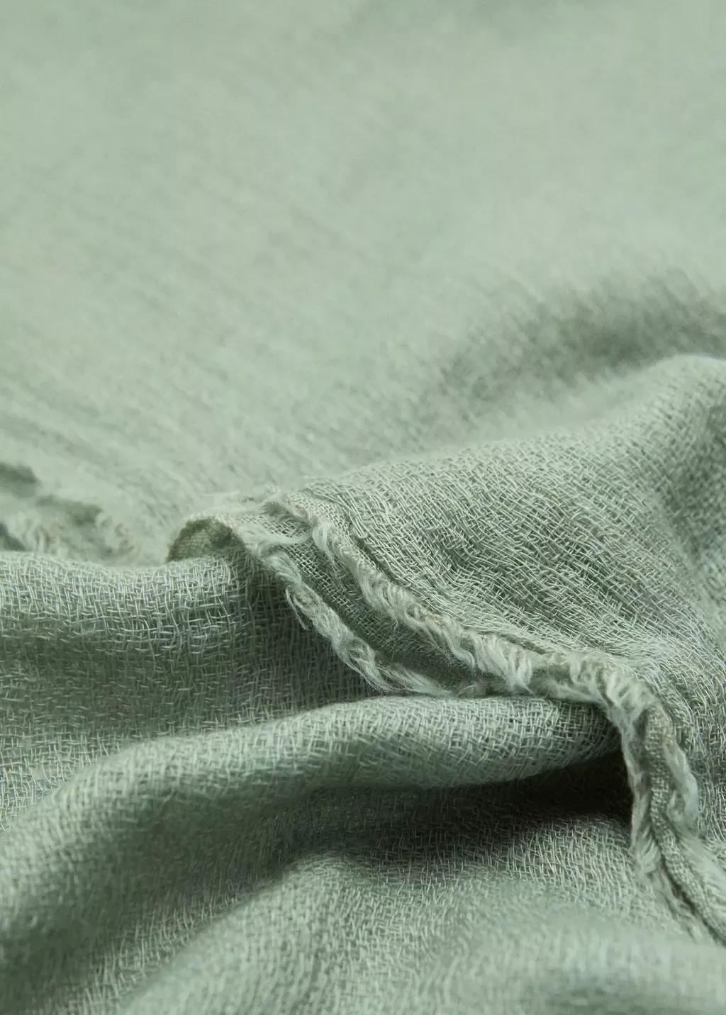 Green Frayed Edge Scarf, Green, large image number 0