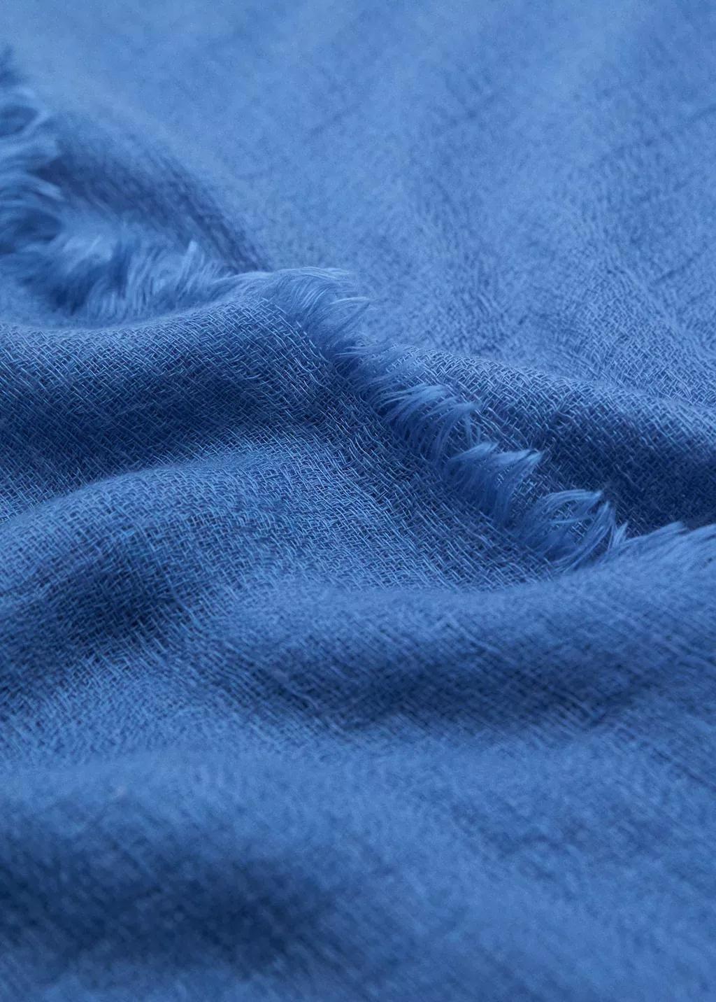 MEDIUM BLUE Frayed edge scarf, Medium Blue, medium