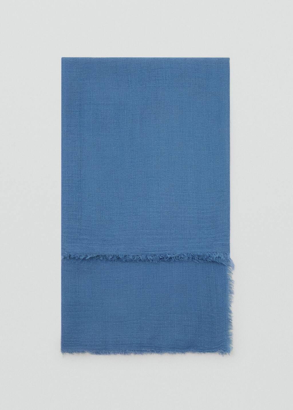 Blue Frayed Edge Scarf, Medium Blue, large image number 1