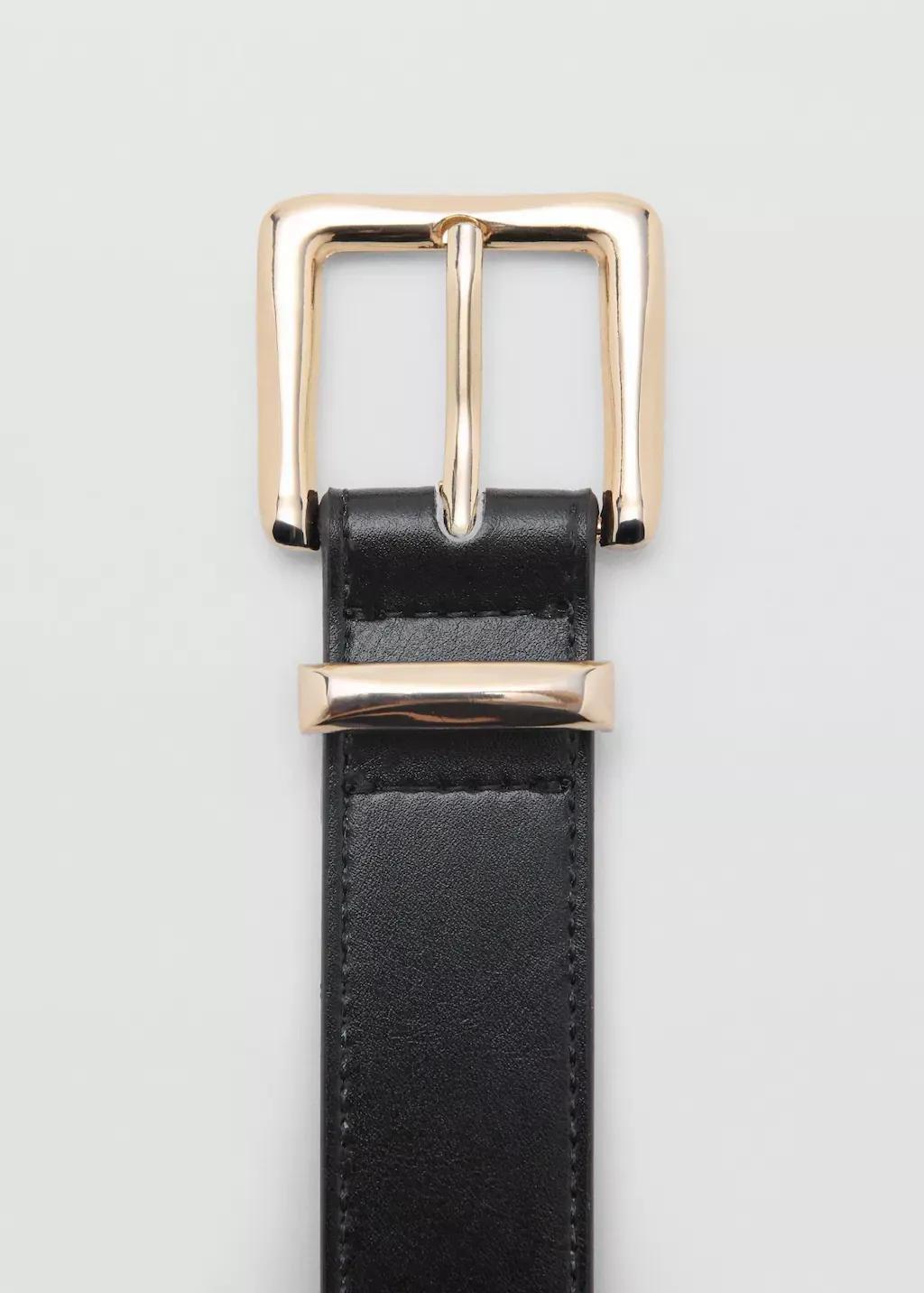 Black Stitched Belt With Square Buckle, , large image number 1