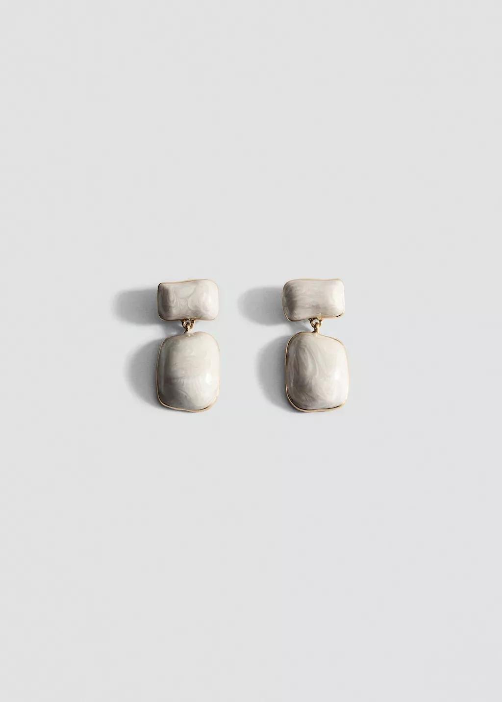 WHITE Beaded drop earrings, White, large image number 1