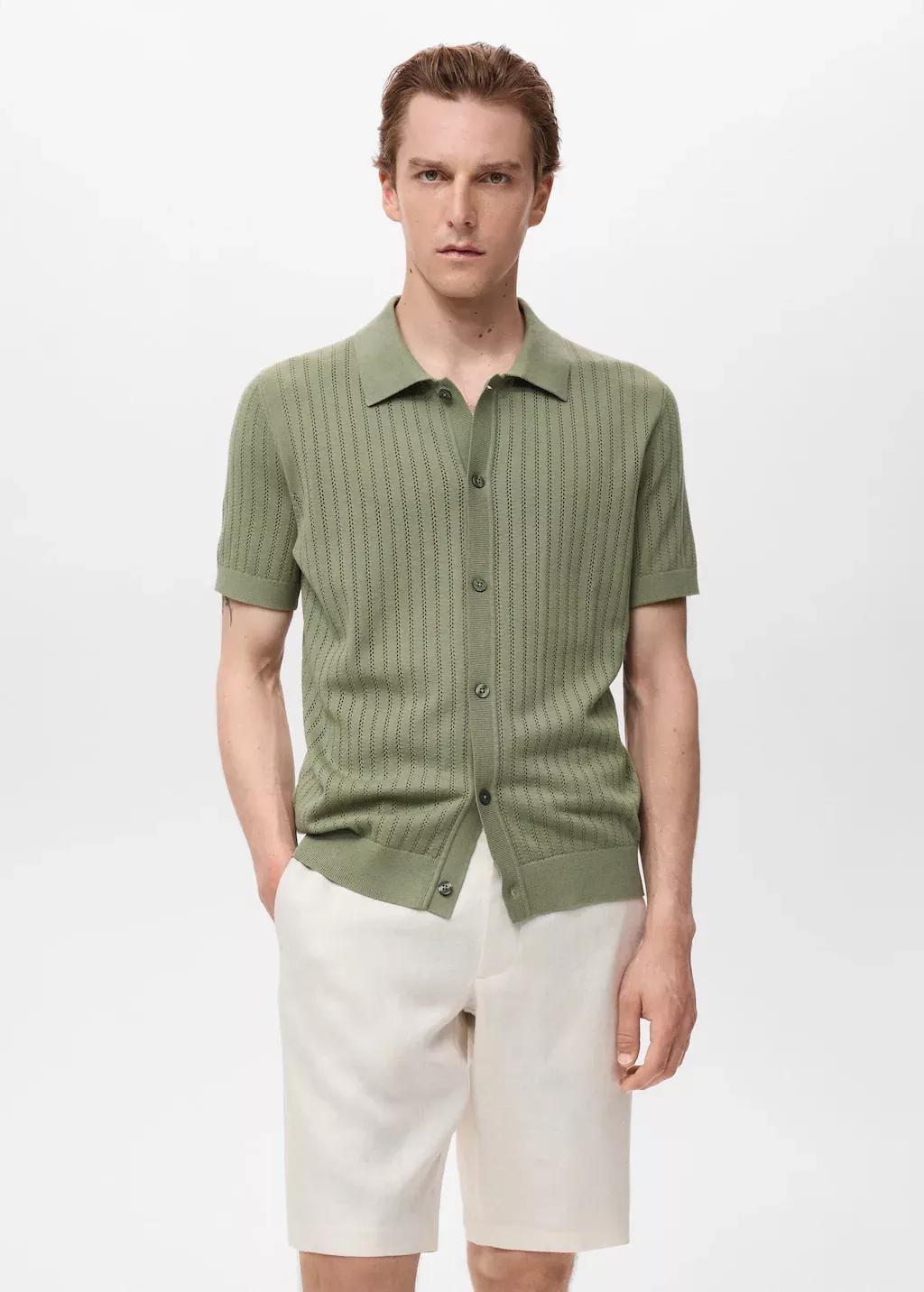 Cream Slim-Fit Linen Bermuda Shorts, Natural White, large image number 0