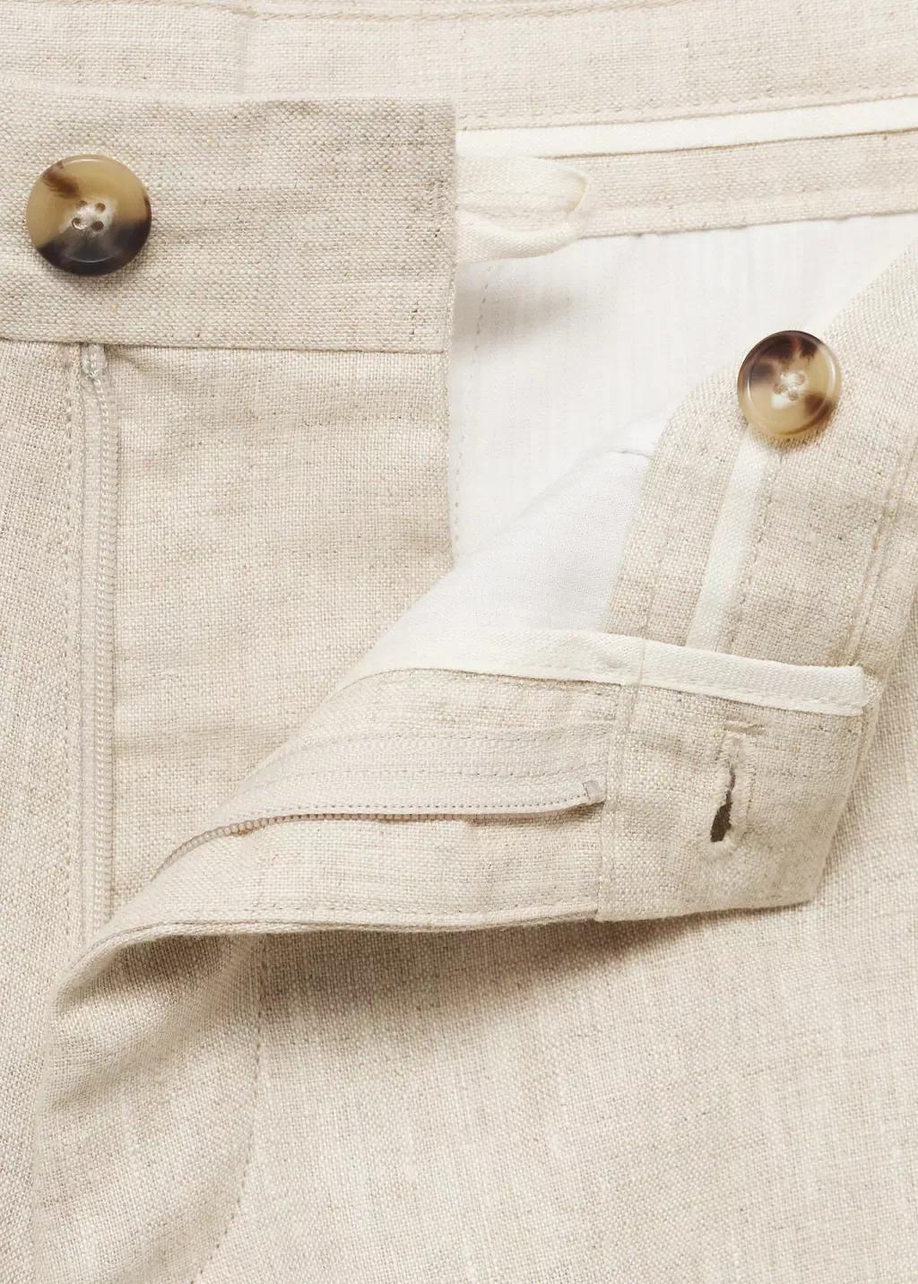 Ecru Slim-Fit Linen Bermuda Shorts, Light Beige, large image number 5